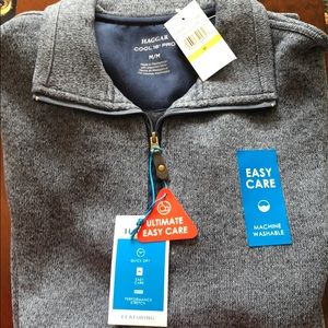 NEW! Heather Blue Quarter Zip longsleeve sweater